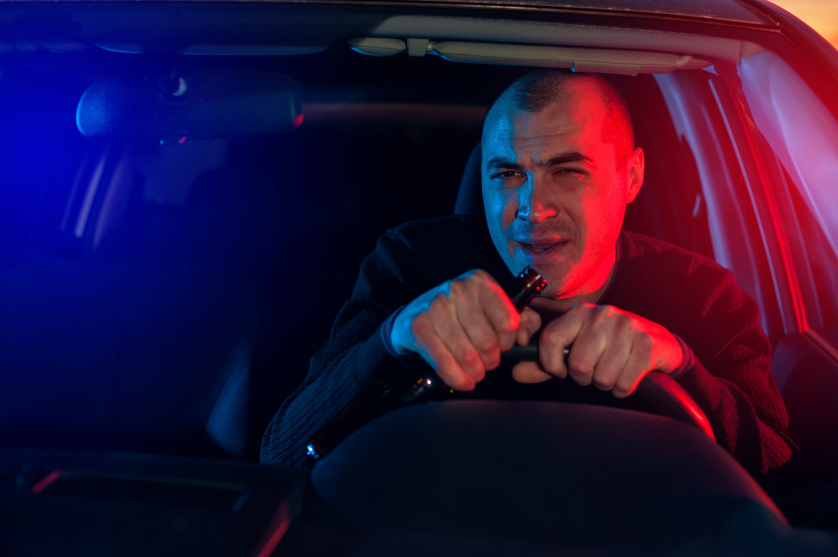 Drunk driver in his car chased by police