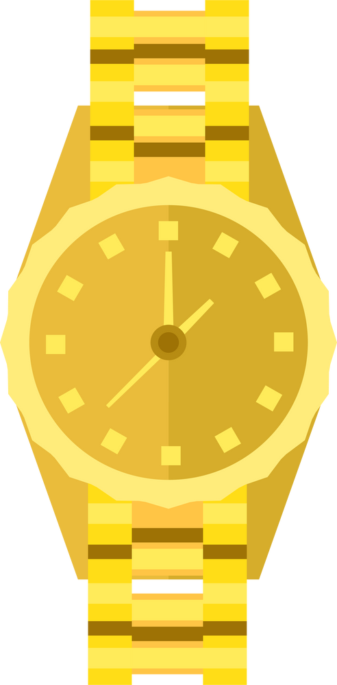 Expensive items thin flat icon. Gold wrist watch isolated vector sign. Luxury and accessory concept. Vector illustration symbol elements for web design and apps